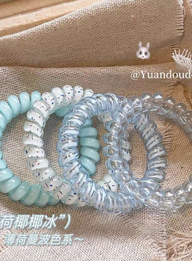 清新少女蓝色莓莓椰果波点电话线发圈无痕夏日百搭日常发绳皮筋