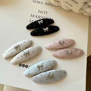 韩系新款波点银色蝴蝶结发夹刘海夹碎发边夹好看气质侧边夹bb夹子