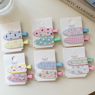 韩系新款可爱少女糖果色小花蝴蝶结小熊无痕夹碎发边夹前额刘海夹