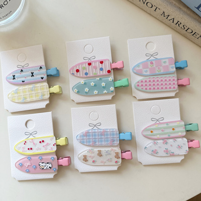 韩系新款可爱少女糖果色小花蝴蝶结小熊无痕夹碎发边夹前额刘海夹