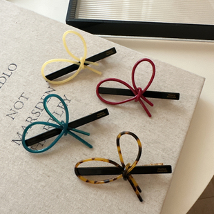 韩版 金标豹纹醋酸蝴蝶结刘海碎发边夹一字鸭嘴夹侧边发卡 ins新款