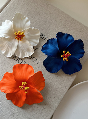 甜美海边沙滩扶桑花头饰拍照打卡度假花朵发夹波西米亚鸡蛋花发饰