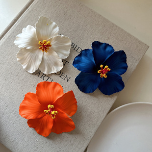 甜美海边沙滩扶桑花头饰拍照打卡度假花朵发夹波西米亚鸡蛋花发饰