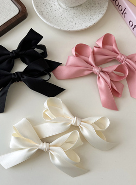 jisoo智秀同款黑色蝴蝶结发夹学院风飘带双马尾发饰少女丝带发卡