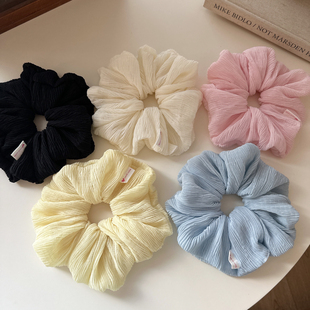 日韩新款 奶油褶皱大肠发圈高弹力丸子头甜美发绳少女心马尾头绳