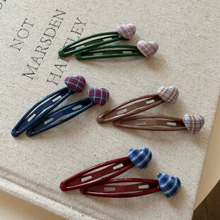 可爱韩系格子爱心发夹刘海夹碎发边夹网红学院风侧边夹bb夹发卡子