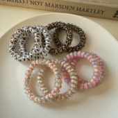 可爱豹纹小花高回弹力粗款 电话线发圈耐用不伤发头绳无痕发绳皮筋