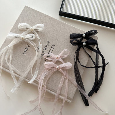 韩系芭蕾风新款丝带蝴蝶结发夹长飘带头饰公主扎头发甜美仙气发卡