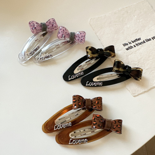 东大门同款豹纹蝴蝶结字母发夹