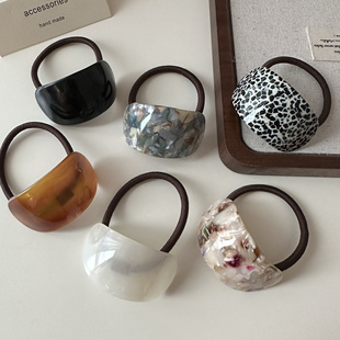 简约高级感醋酸半圆发圈头绳女生新款 优雅复古扎马尾橡皮筋发绳