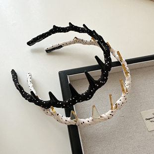 韩系波点黑色高颅顶发箍带齿防滑女压发头饰日常外戴头箍2025新款