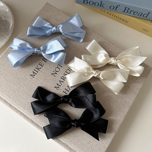 韩系立体蝴蝶结发夹高级感缎面鸭嘴夹气质后脑勺头发饰双马尾发夹