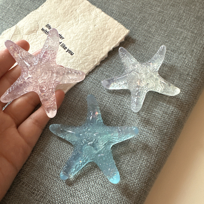 可爱海边拍照打卡冰透海星发夹