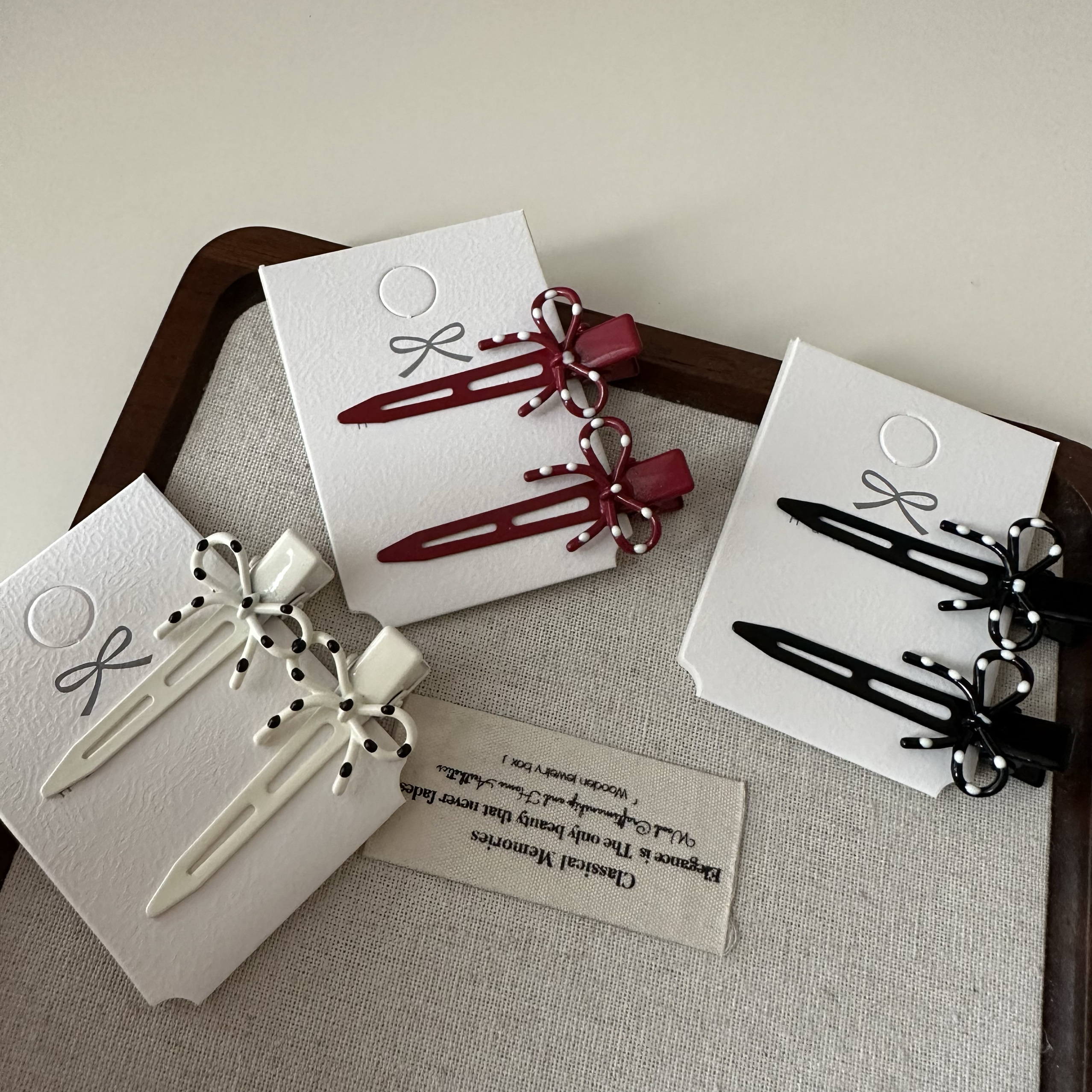 可爱波点蝴蝶结无痕发夹刘海夹碎发边夹前额对夹网红小发卡发饰