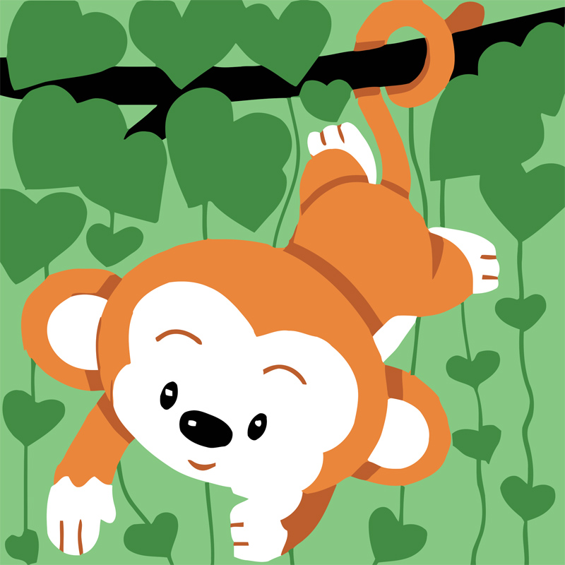 diy动物儿童卡通手绘卧室装饰画