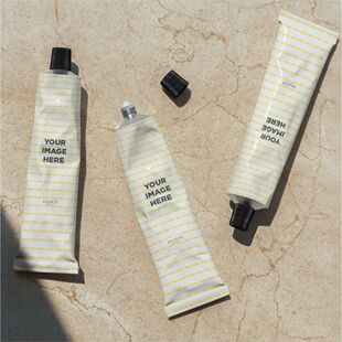 11款护肤品防晒霜护手霜金属铝箔化妆品包装设计贴图样机PSD模版