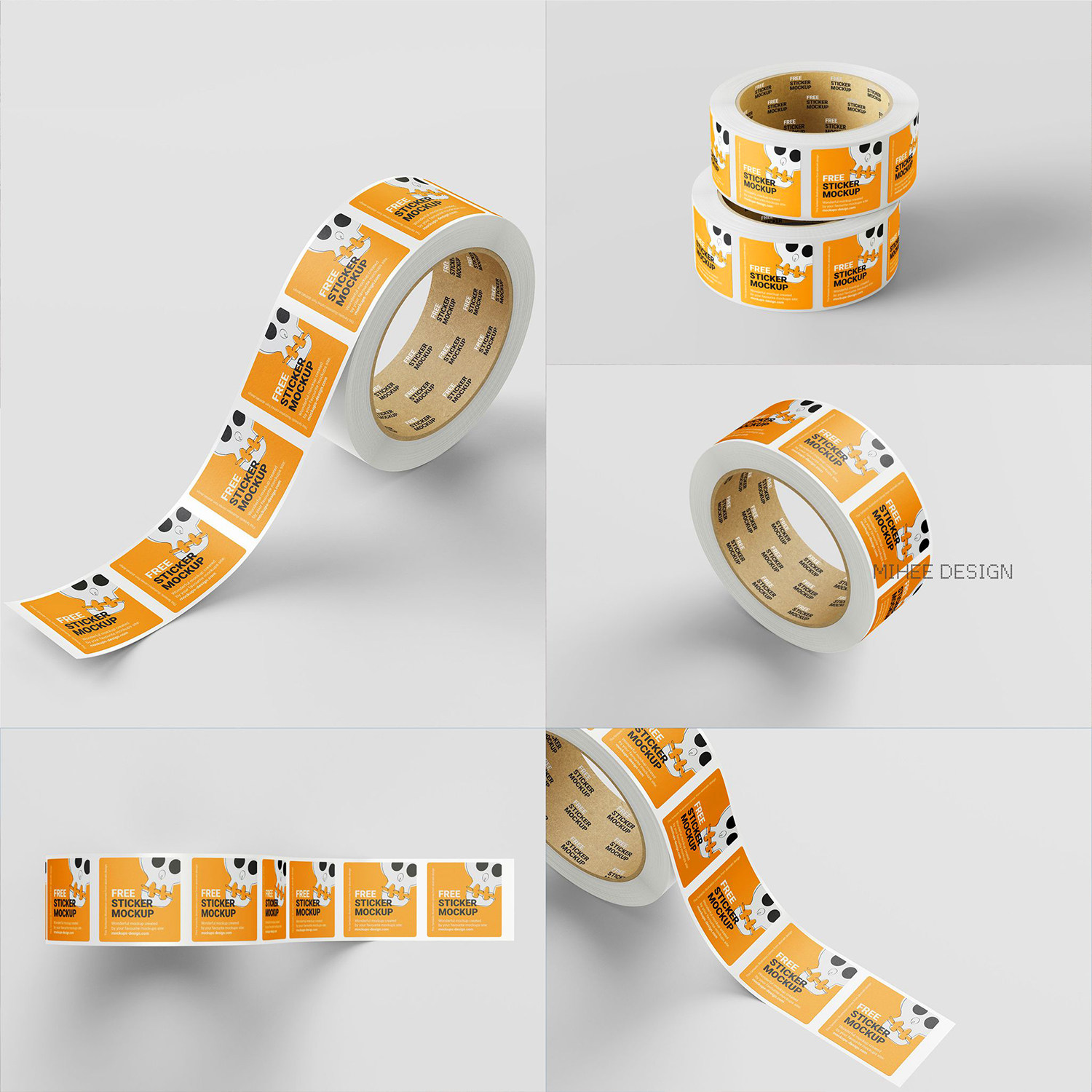 5款贴纸胶带不干胶胶布样机vi模型样机psd智能贴图可改色vi