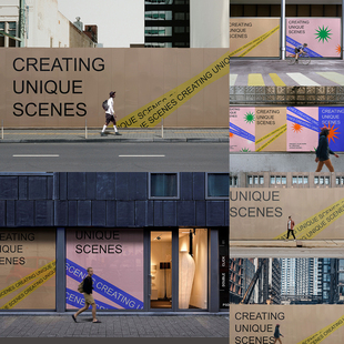 17款国外户外街头灯箱大型多张海报招贴广告样机PSD设计素材贴图