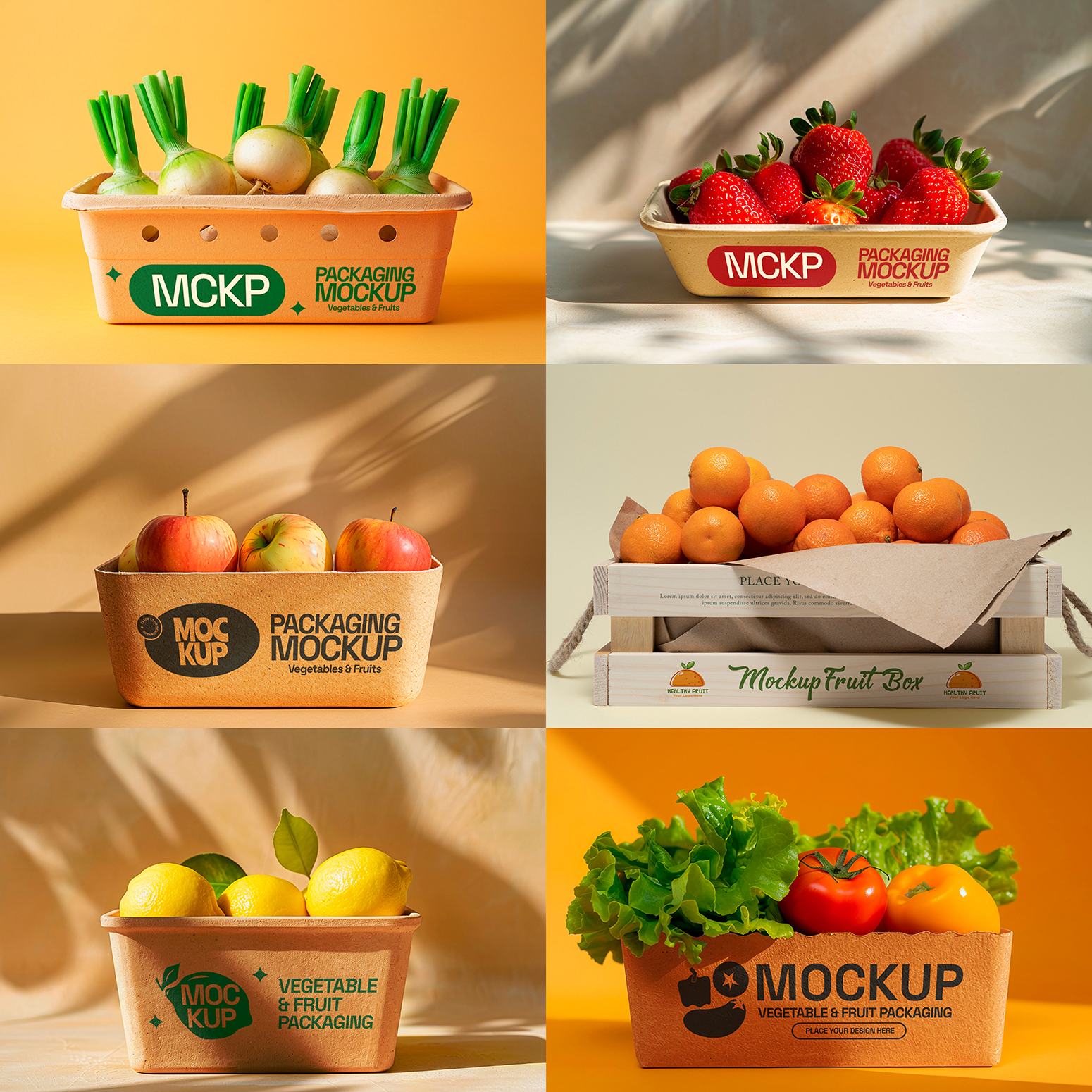 10款超市生鲜蔬菜水果店蔬包装样机品牌VI样机效果展示贴图PS设计