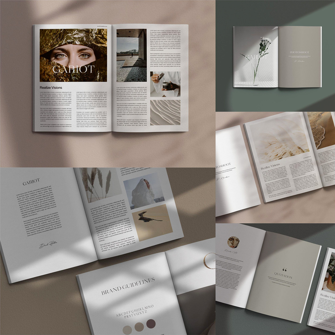 5款高品质杂志画册设计展示贴图样机psd模板广告设计素材mockups