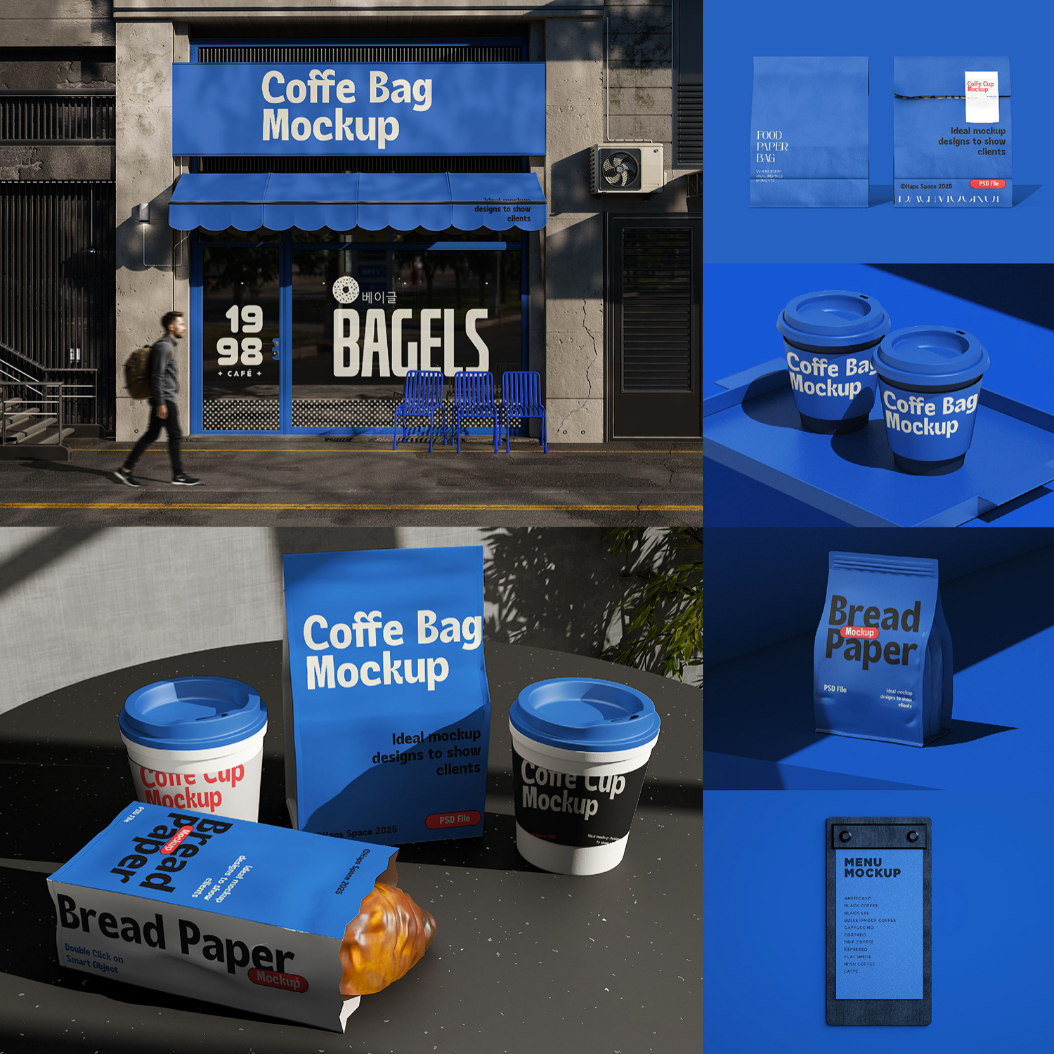 18款咖啡面包奶茶品牌VI设计全案品牌平面设计样机效果PS贴图样机