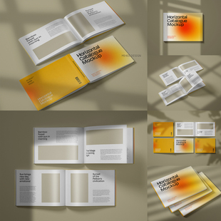 11款横板硬壳品牌画册宣传册样机设计素材PSD智能替换贴图可改色