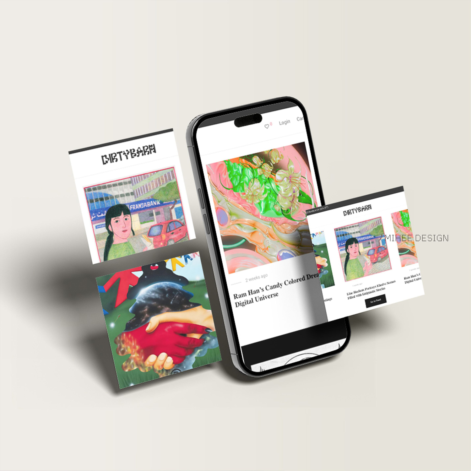 3款质感ins风媒体手机屏幕ui界面布局设计展示psd样机智能贴图