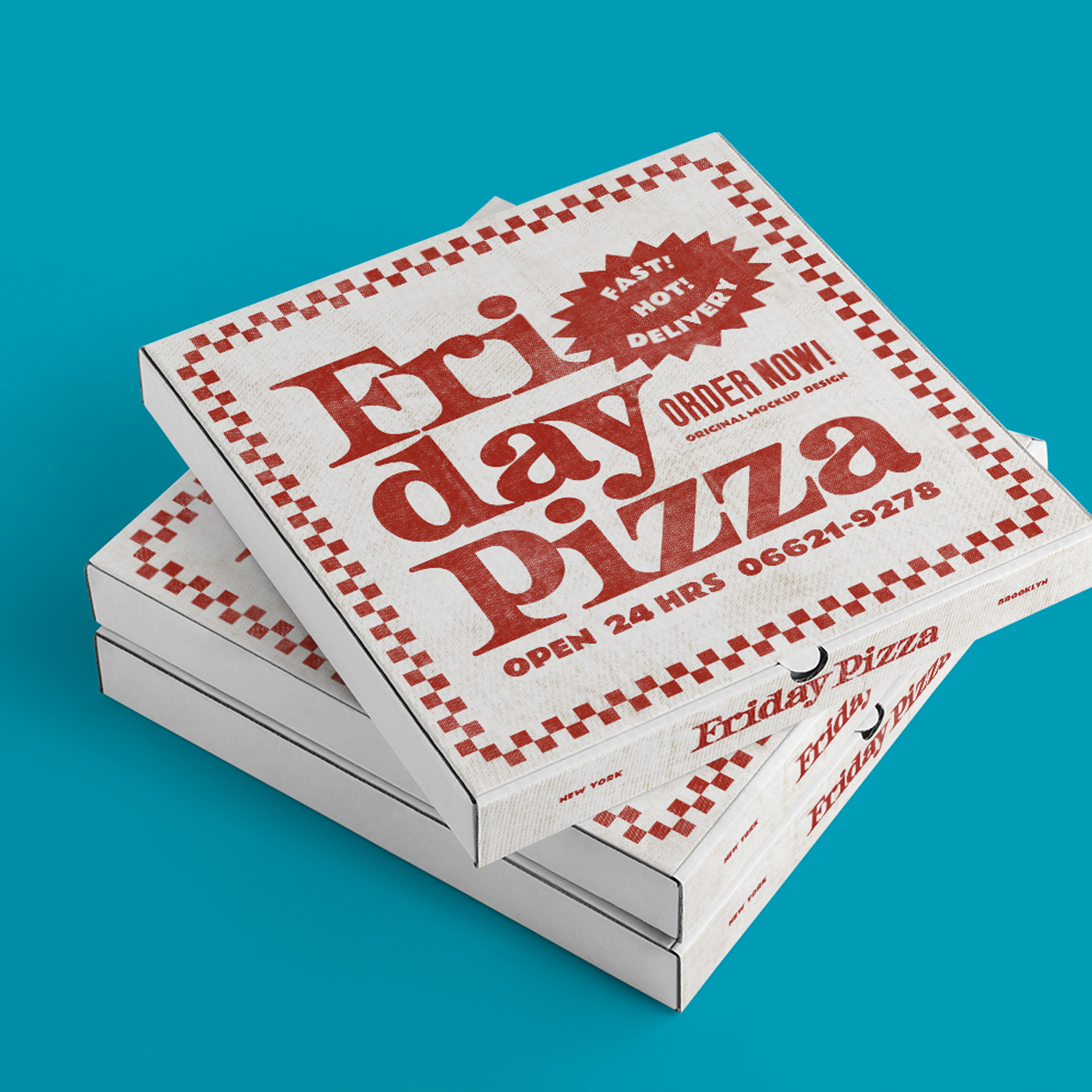 3款比萨 Pizza Box Mockup外卖包装纸盒设计展示贴图样机PSD贴图