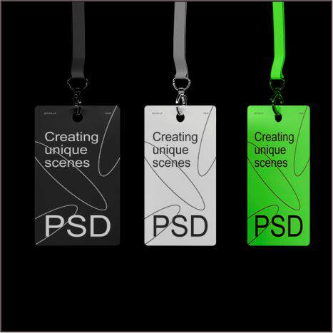 一款办公吊牌挂绳工作证设计展示贴图样机 Name Tag Mockup