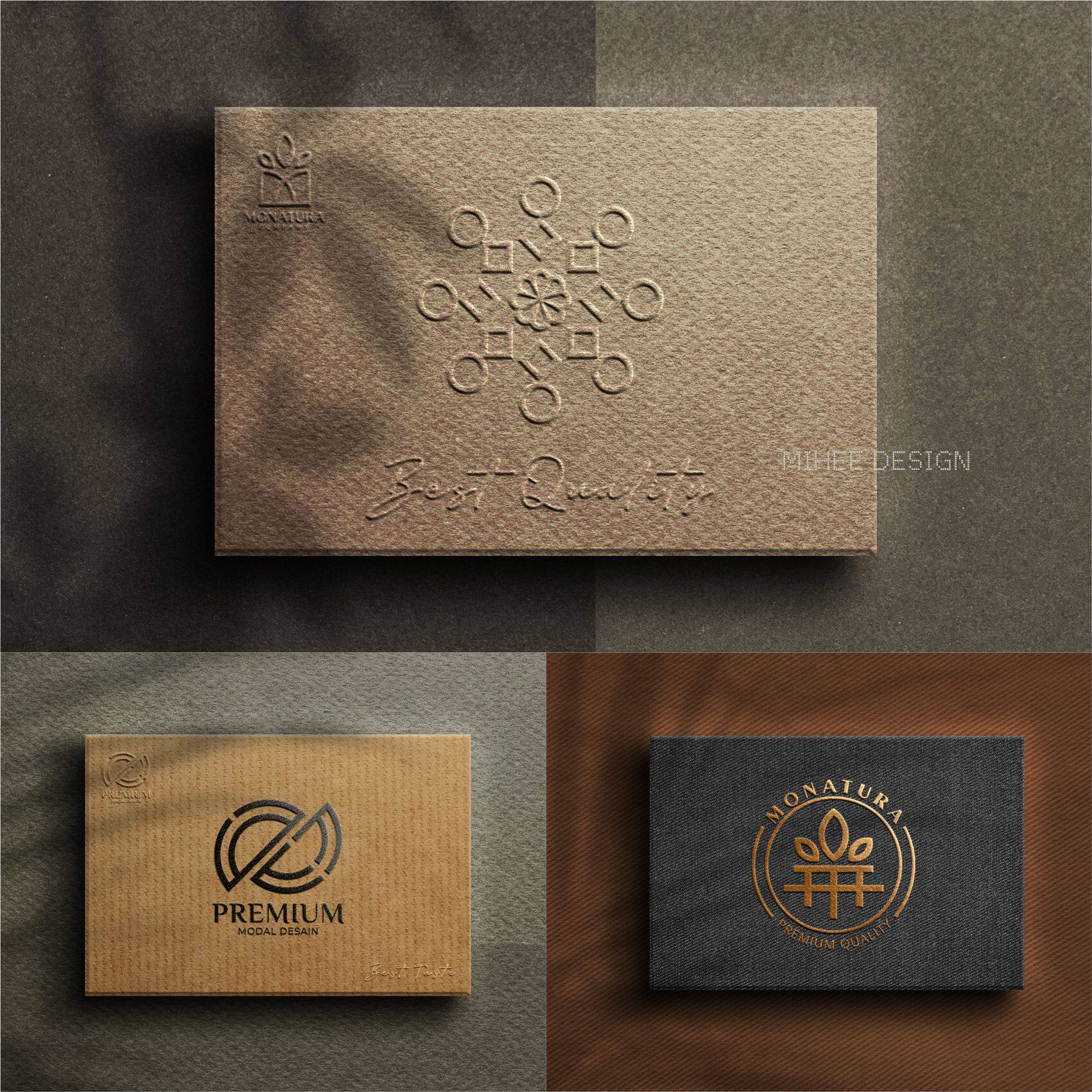 3款高级烫金logo标志样机psd设计展示外观纸板箱样机贴图提案神器