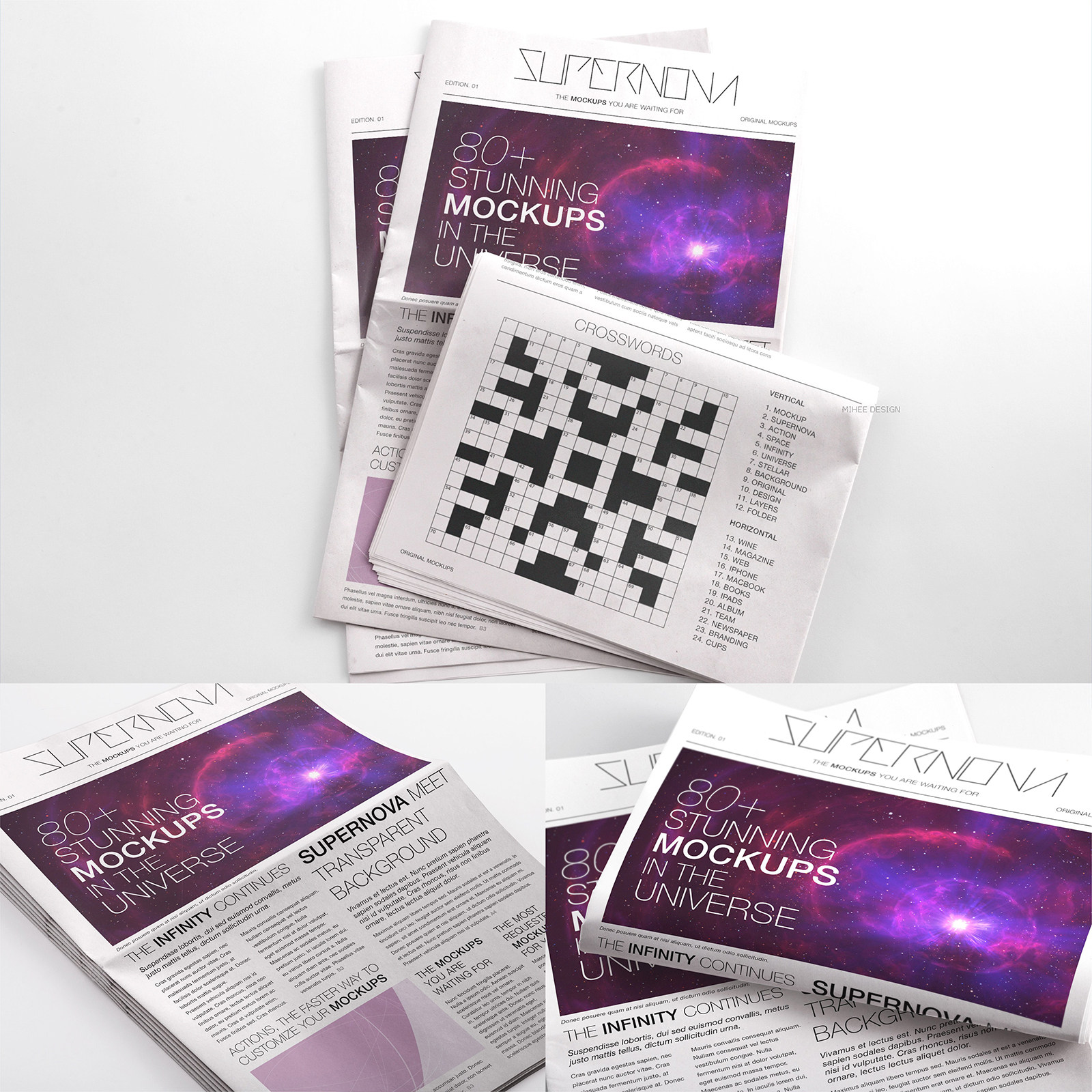 6款高质感房地产报纸海报头版广告画面样机设计素材psd贴图可改色