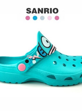 日本三丽鸥洞洞鞋大眼蛙布丁狗防滑沙滩度假拖鞋男女居家外穿开车