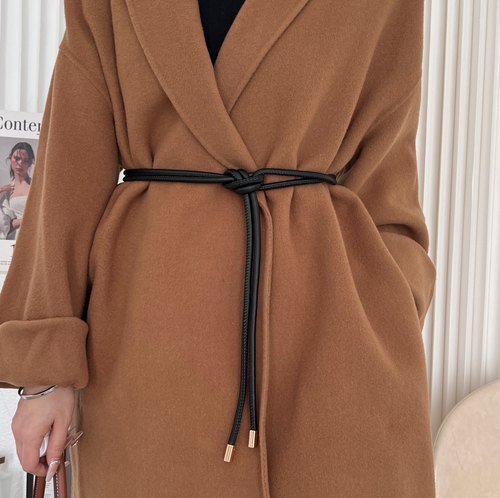 新款软皮绳打结腰带女配羽绒服