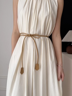 饰毛衣外套长款 简约细腰绳腰带女夏季 装 时尚 绑带皮绳潮 配裙子衬衫