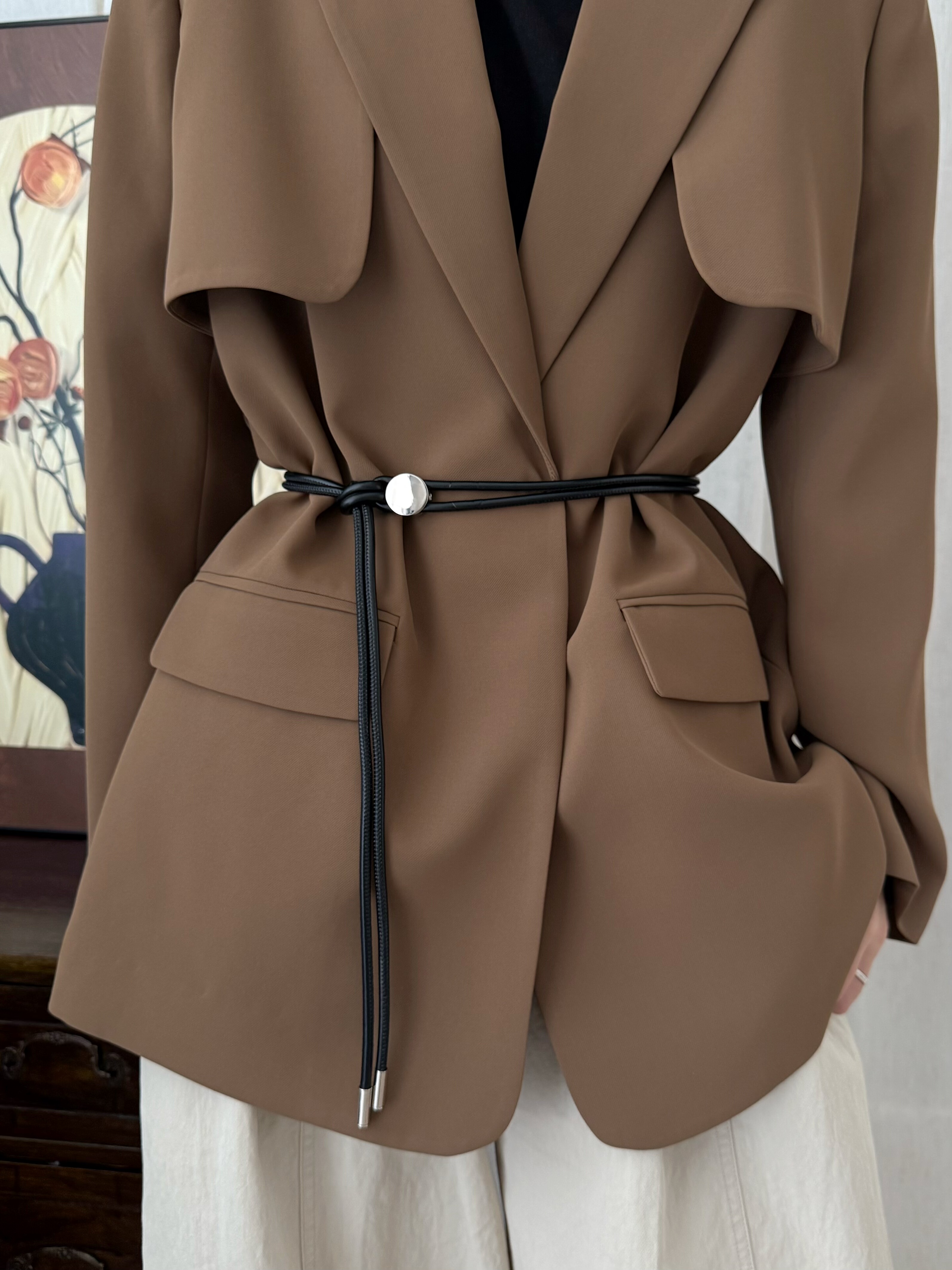 金属扣软皮绳腰带女配毛衣大衣西装百搭装饰可调节长款腰绳腰链潮