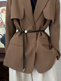 金属扣软皮绳腰带女配毛衣大衣西装百搭装饰可调节长款腰绳腰链潮