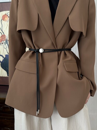 金属扣软皮绳腰带女配毛衣大衣西装百搭装饰可调节长款腰绳腰链潮