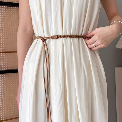 软皮绳编织腰带女配裙子显瘦百搭打结装饰长款细腰绳配毛衣腰链女