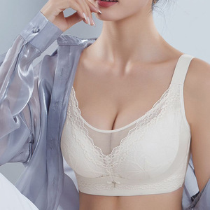 芳倩350大胸显小CD杯蕾丝内衣 无钢圈舒适聚拢调整型收副乳文胸女