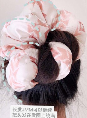 全真丝手工充绒睡眠发圈枕头发圈可调节可更换皮筋卷出蓬松自然卷