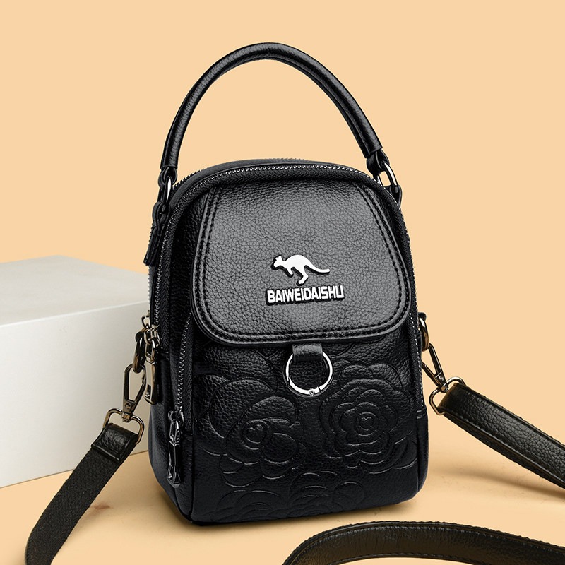 真皮女士手机包斜挎中年妈妈包2026年新款手提包时尚单肩包小圆包