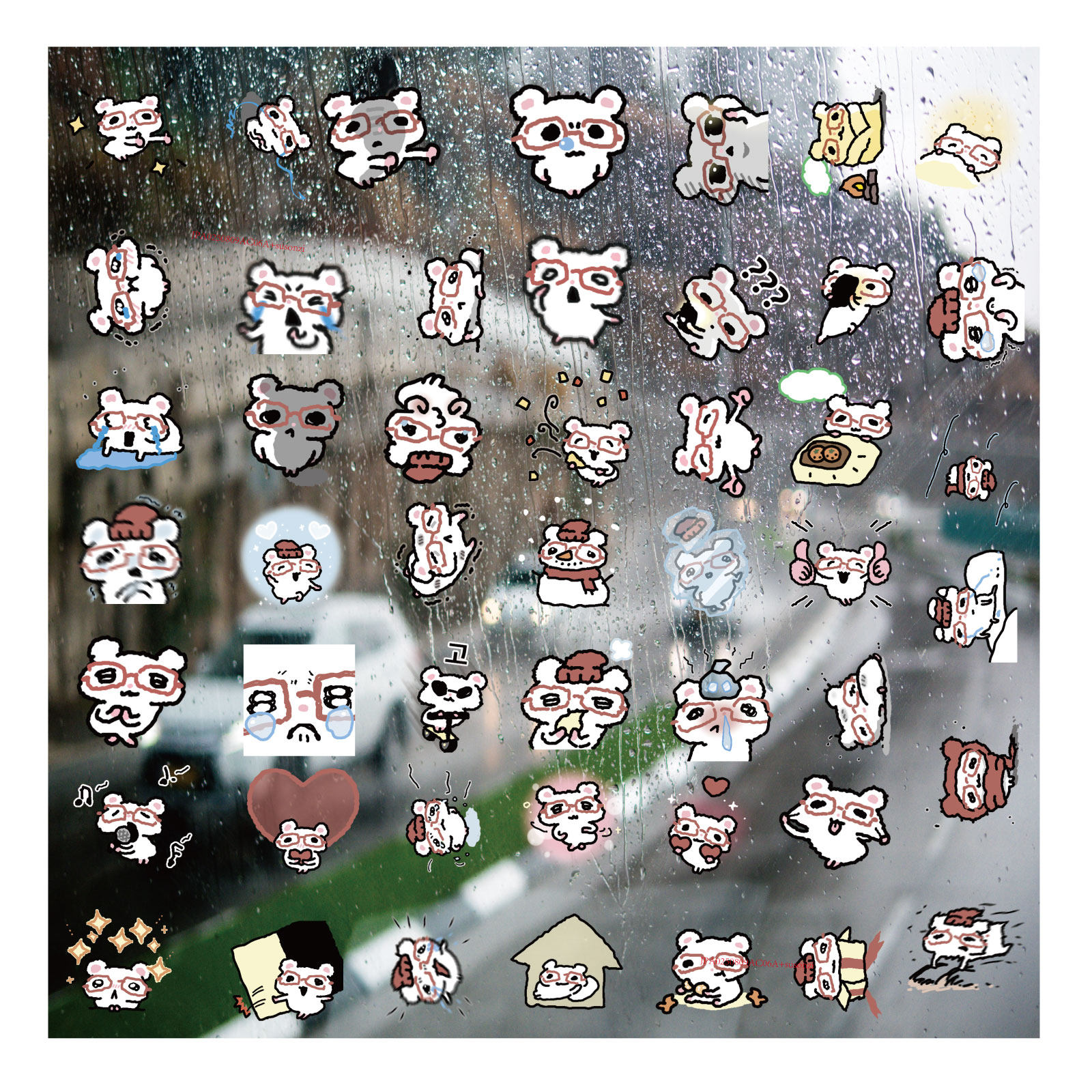 红眼镜小老鼠UV转印贴个性水晶标签户外防水头盔拉杆装饰图案贴纸