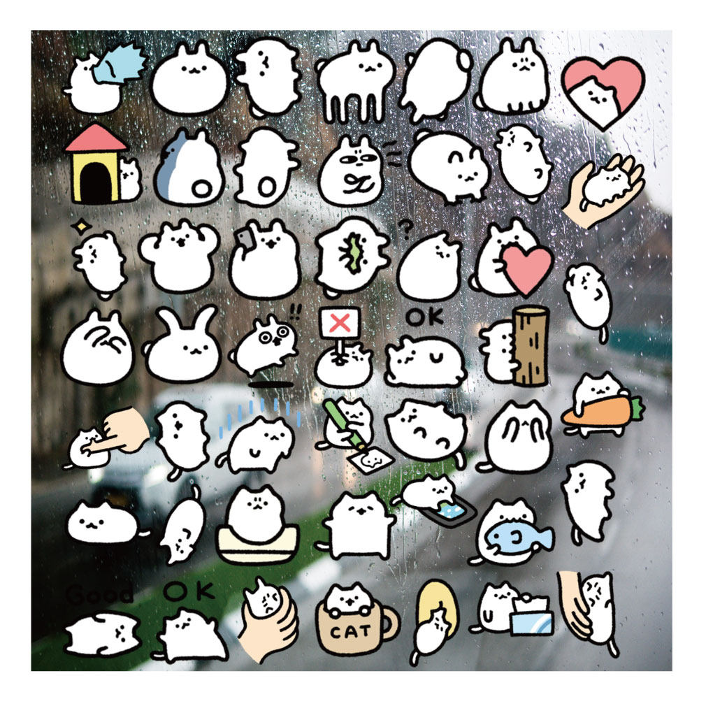 迷你搞怪小猫咪UV转印贴个性水晶标签户外防水头拉杆装饰图案贴纸