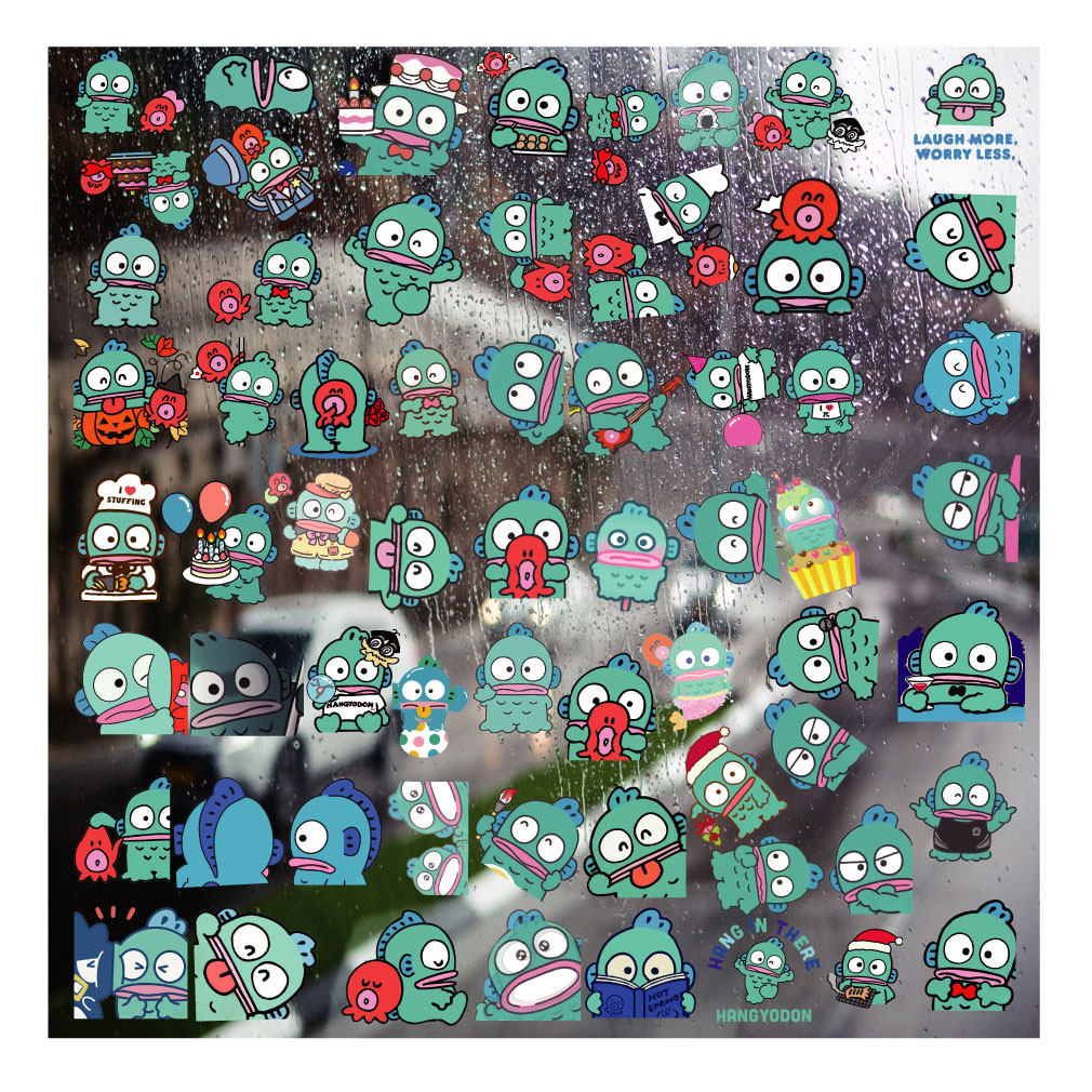 三丽鸥丑鱼汉顿UV转印贴卡通套图水晶标签户外防嗮头盔汽车装饰贴