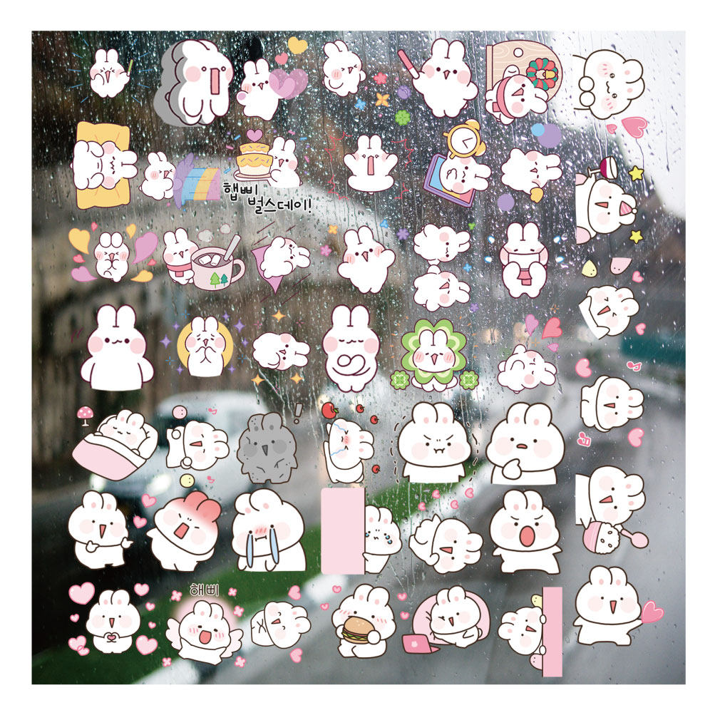 腮红软糖小兔兔UV转印贴个性水晶标签户外防水头盔拉杆装饰图贴纸