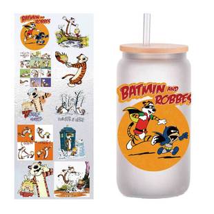 10张四英寸卡尔文和霍布斯UV转印贴纸水晶标签DIY玻璃杯贴纸定制