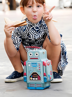 英国SUCK UK 创意机器人便当盒 儿童学生男孩子带饭盒 零食收纳盒