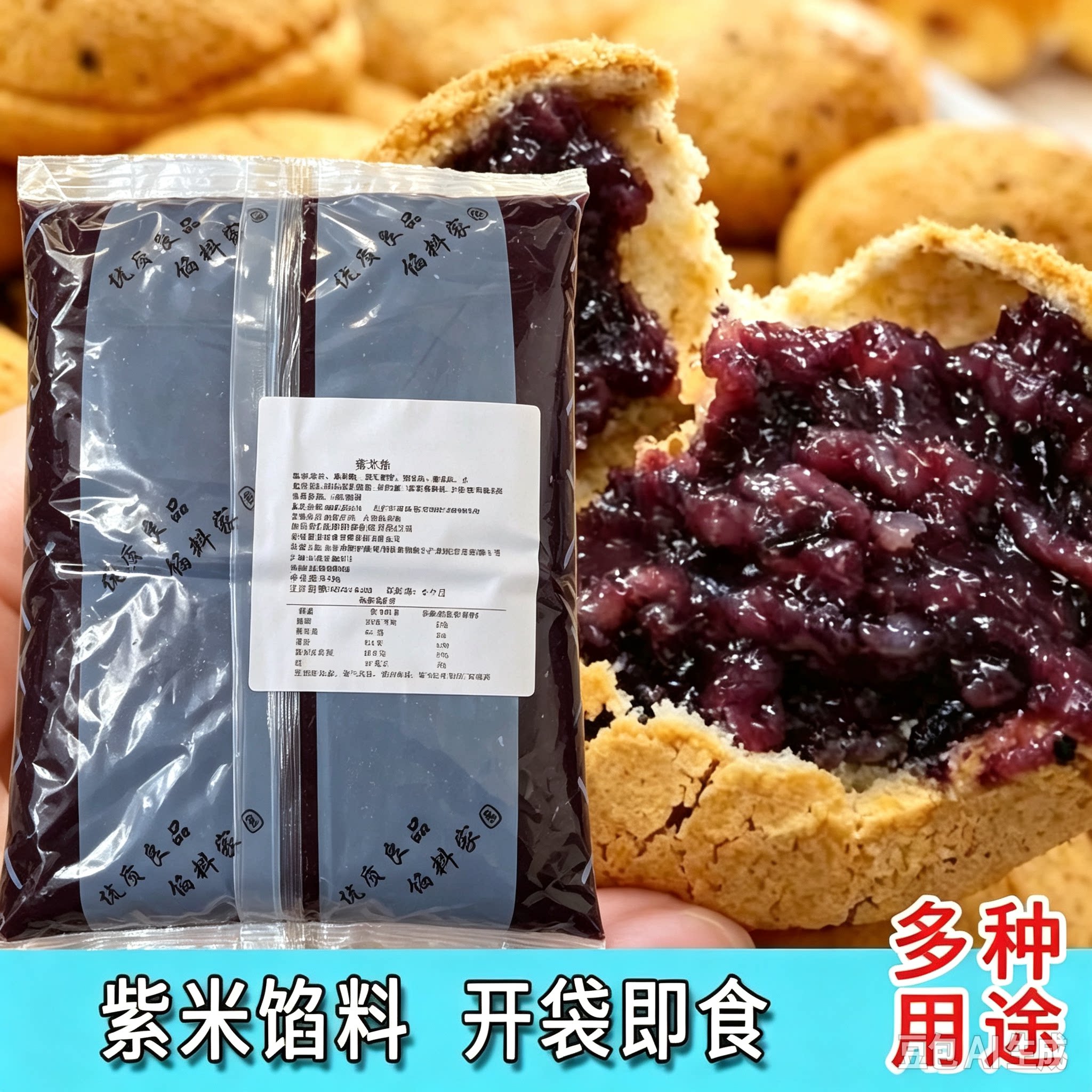 5斤紫米馅黑米馅面包吐司蛋糕料馒头喜饼烘焙原料糖葫芦夹心馅