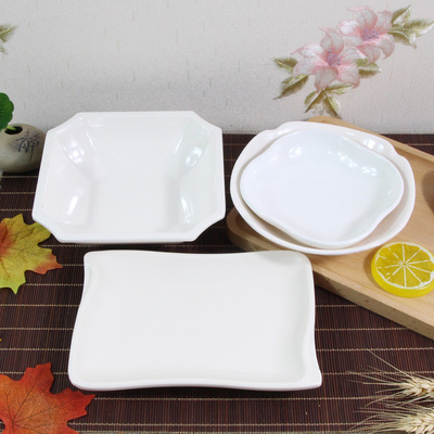 密胺塑料餐具蔬菜白色四方小碟子