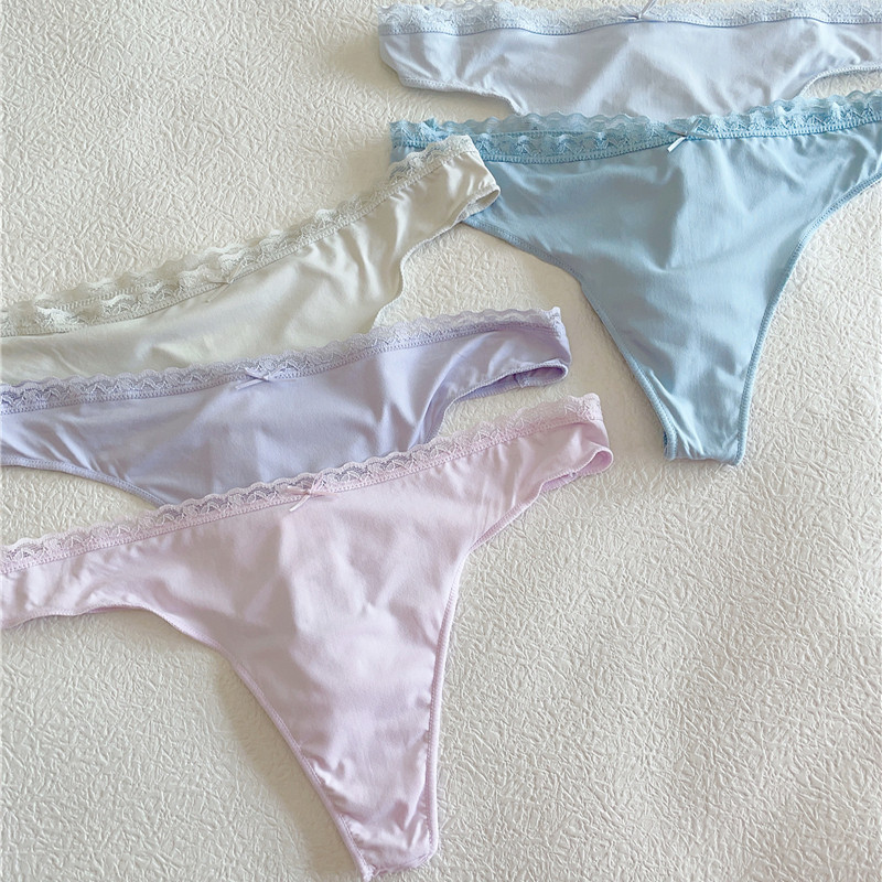 5件包邮●西班牙外贸原单蕾丝边纯色瑜伽运动无痕冰丝低腰丁字裤,女士内衣/男士内衣/家居服,女丁字裤,淘宝优惠券,粉丝福利购,淘宝优惠卷